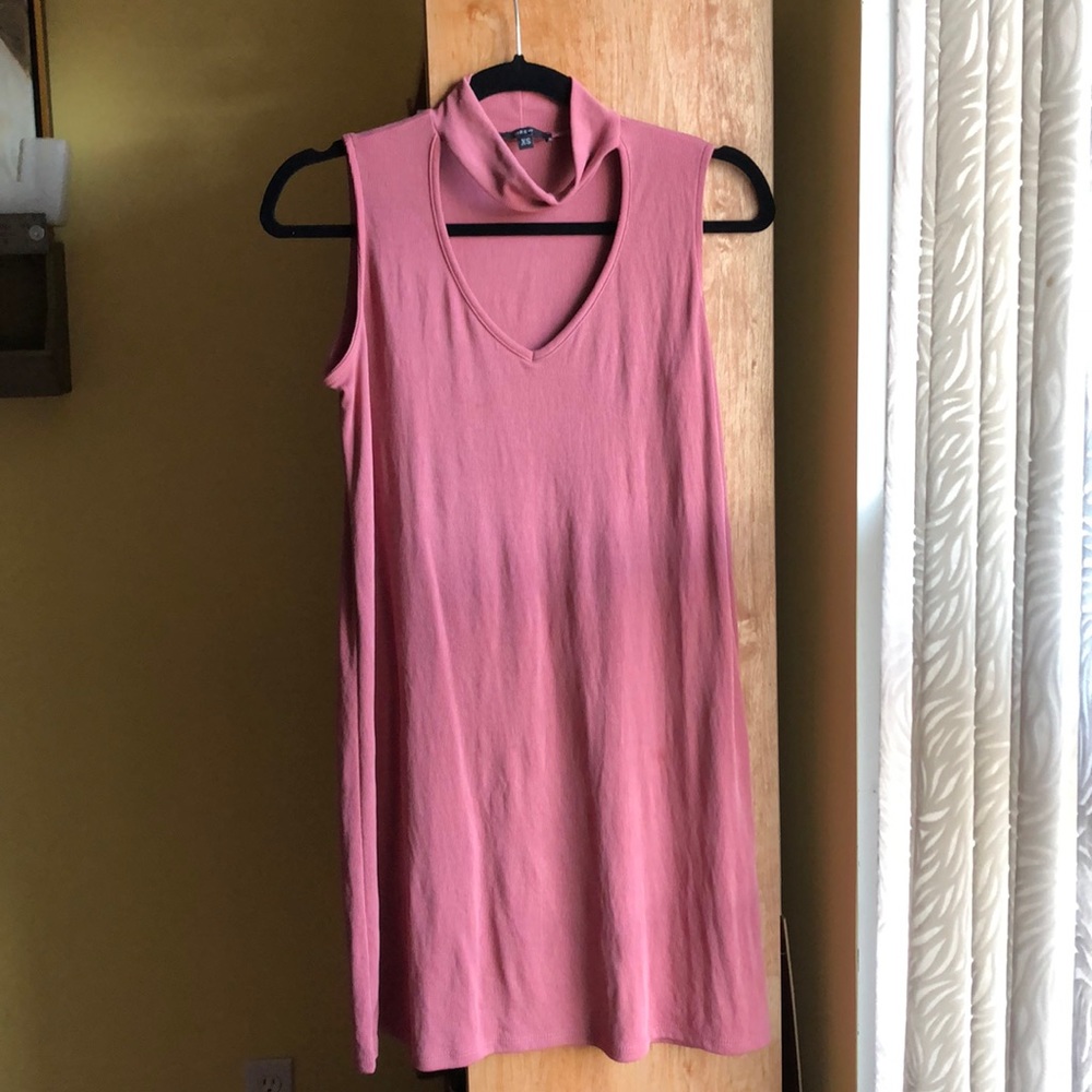 Maybe/Pink choker deep neck dress